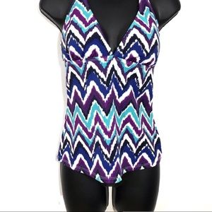 Athleta Halter Chevron Tankini Fitness Top